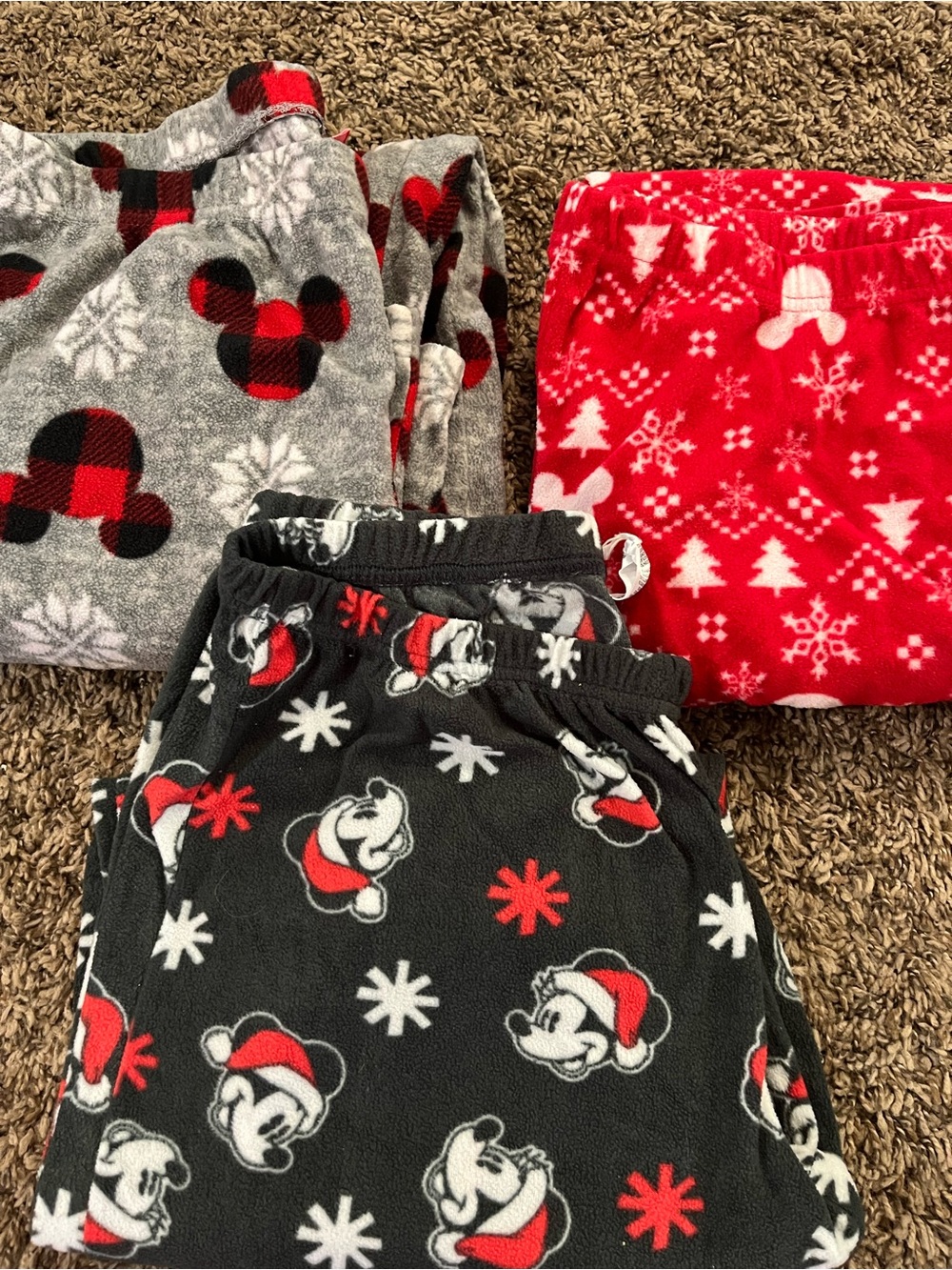Disney Women’s Holiday Fleece Pajama Pants - Red, Gray, Black, White